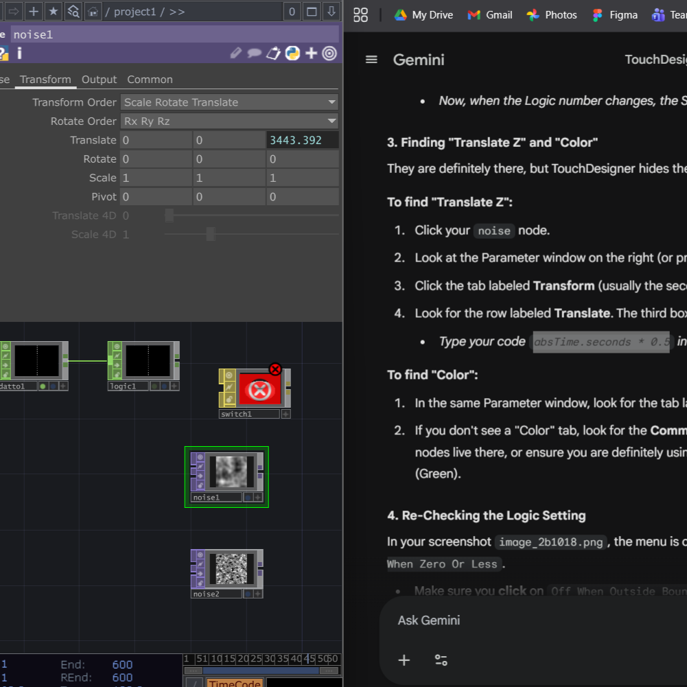 And then it gave me something interesting related to the animation and an issue I didn’t notice before  was I keep my setup in pause and that's why animation didn't play first. But Gemini still doesn’t understand that I can’t connect the pink to the green or ‘switch’ components to anything.